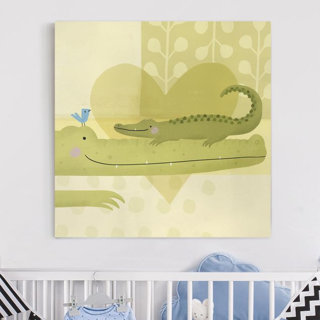 Canvas schilderijen Mum And I - Crocodiles