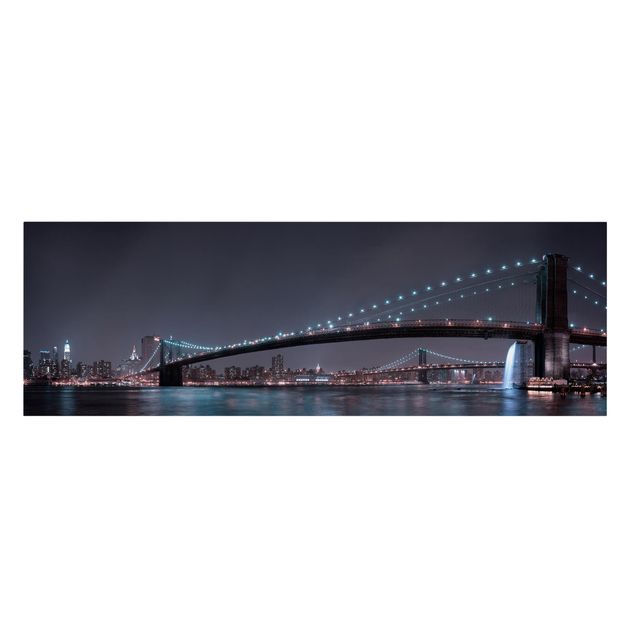 Canvas schilderijen Manhattan Skyline and Brooklyn Bridge