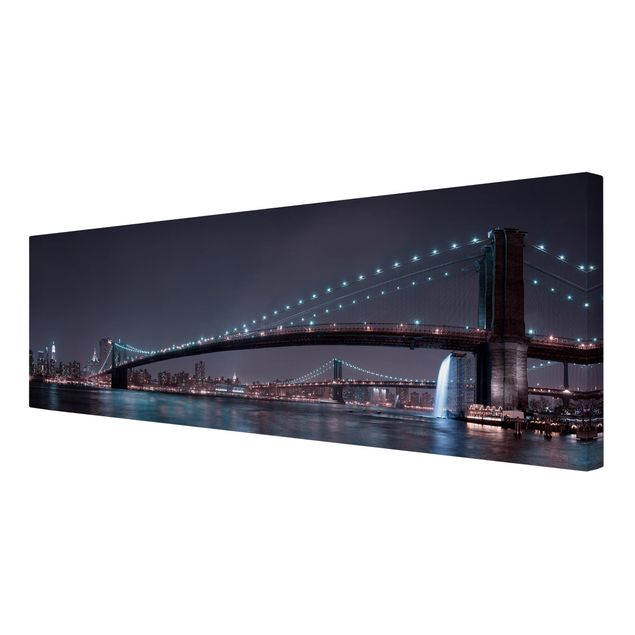 Canvas schilderijen Manhattan Skyline and Brooklyn Bridge