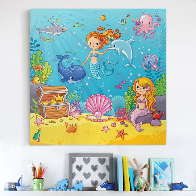Canvas schilderijen Mermaid - Underwater World