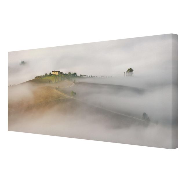 Canvas schilderijen Morning Fog In The Tuscany