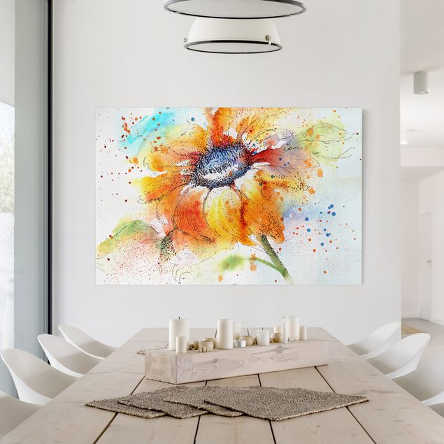 Canvas schilderijen Painted Sunflower