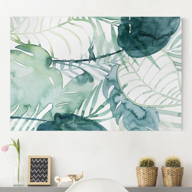 Canvas schilderijen Palm Fronds In Water Color II