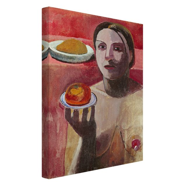 Canvas schilderijen Paula Modersohn-Becker - Semi-nude Italian Woman with Plate