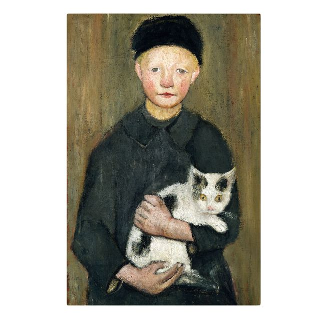 Canvas schilderijen Paula Modersohn-Becker - Boy with Cat