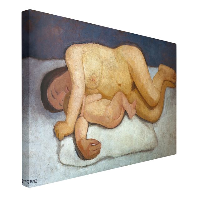 Canvas schilderijen Paula Modersohn-Becker - Reclining Mother and Child