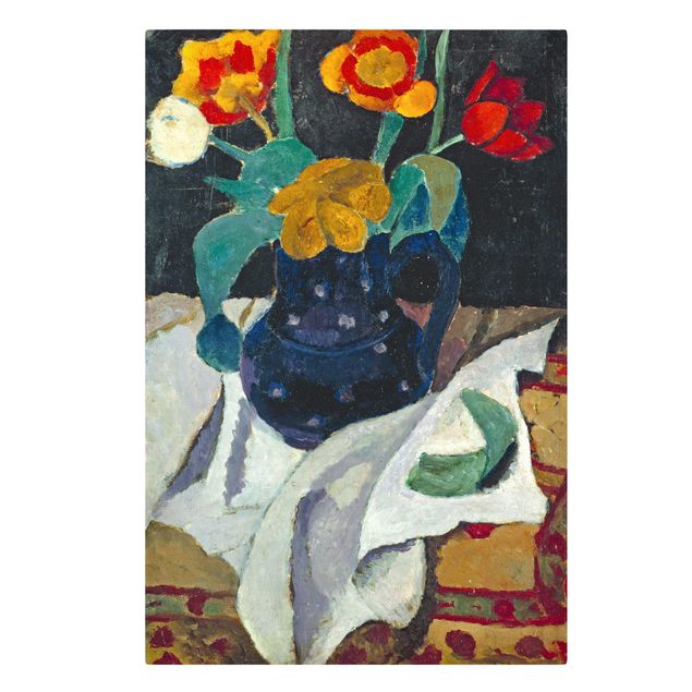 Canvas schilderijen Paula Modersohn-Becker - Still Life with Tulips