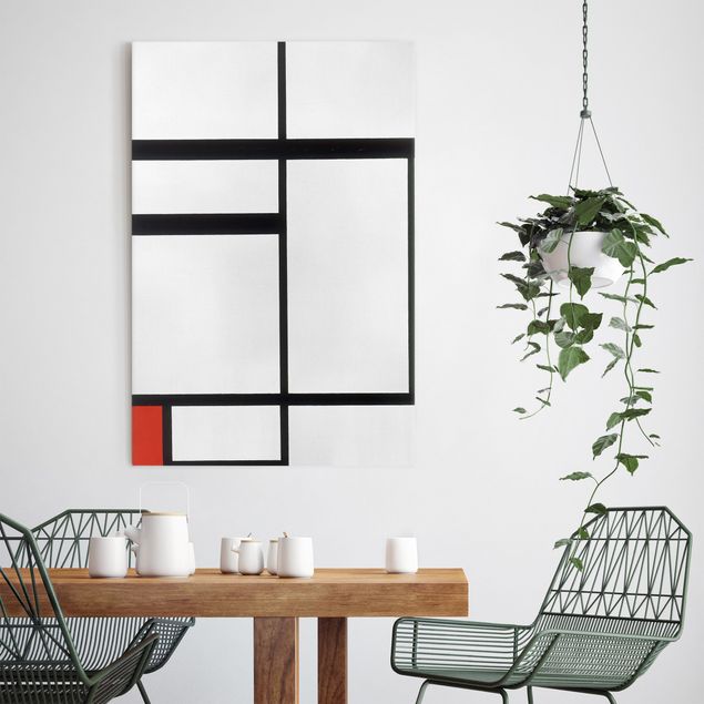 Canvas schilderijen Piet Mondrian - Composition with Red, Black and White