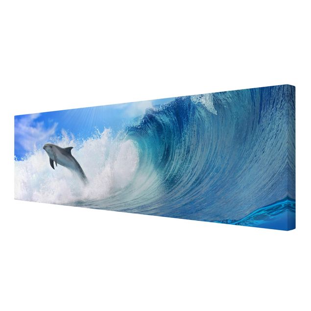Canvas schilderijen Playing Dolphins