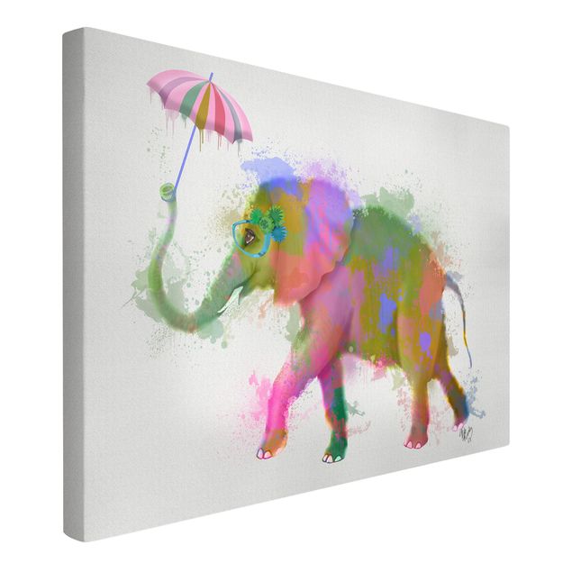 Canvas schilderijen Rainbow Splash Elephant