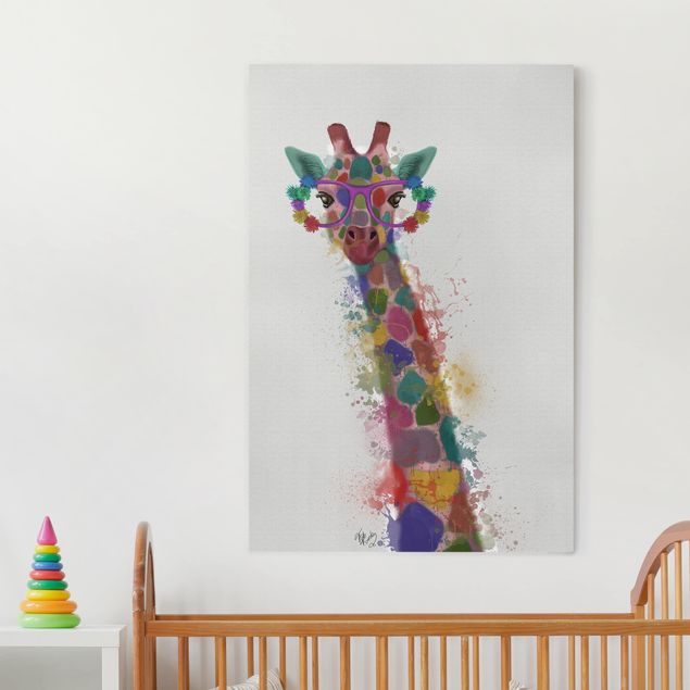 Canvas schilderijen Rainbow Splash Giraffe