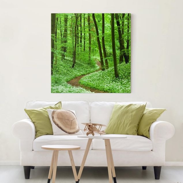 Canvas schilderijen Romantic Forest Track