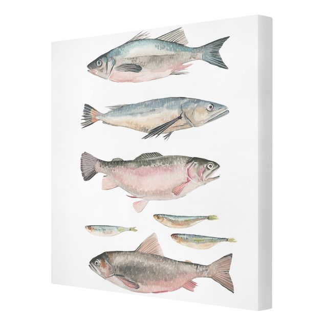 Canvas schilderijen Seven Fish In Watercolour I