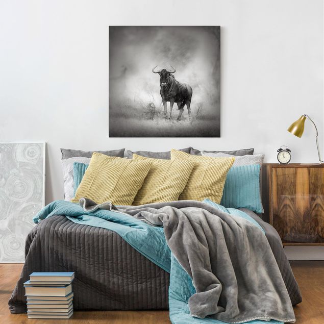 Canvas schilderijen Staring Wildebeest