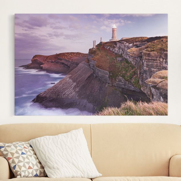 Canvas schilderijen Cliffs and lighthouse