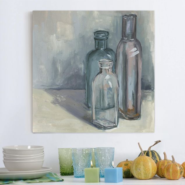 Canvas schilderijen Still Life With Glass Bottles I