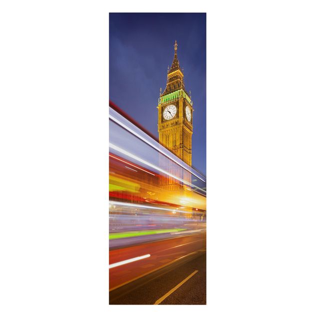 Canvas schilderijen Traffic in London at the Big Ben at night