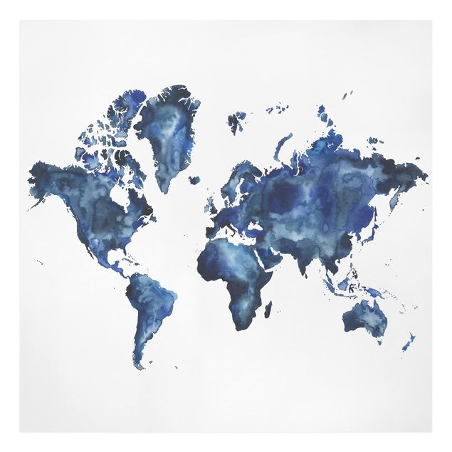 Canvas schilderijen Water World Map Light