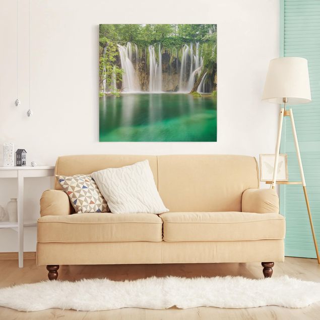 Canvas schilderijen Waterfall Plitvice Lakes