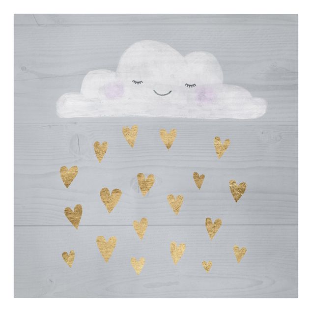 Canvas schilderijen Cloud With Golden Hearts