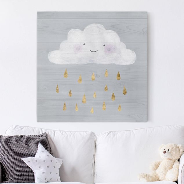 Canvas schilderijen Cloud With Golden Raindrops
