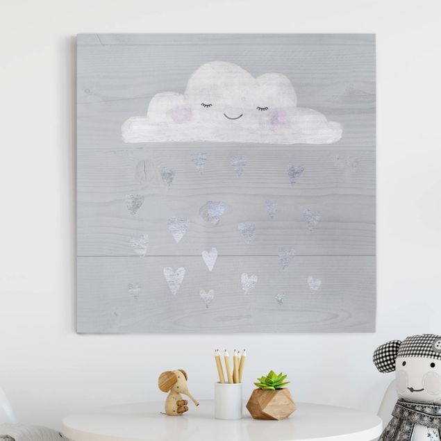 Canvas schilderijen Cloud With Silver Hearts