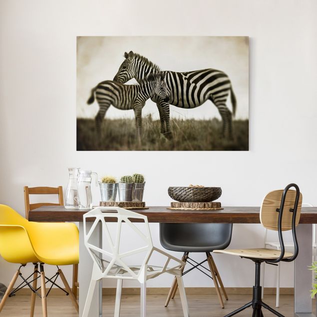 Canvas schilderijen Zebra Couple