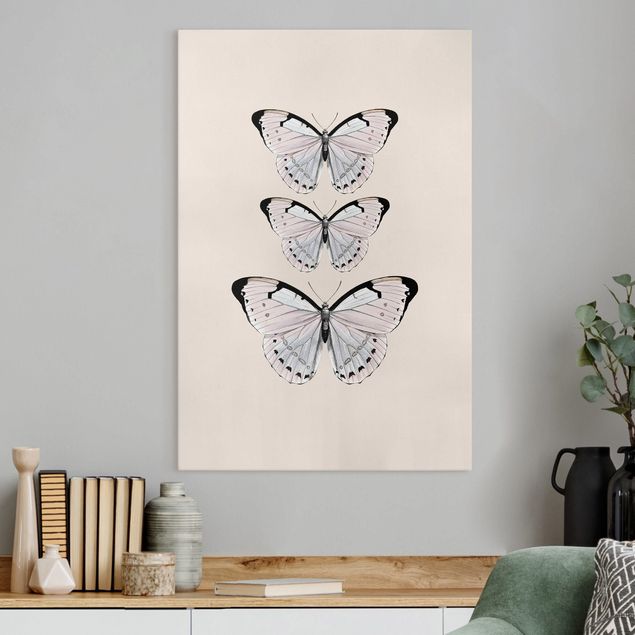 Canvas schilderijen Butterfly On Beige