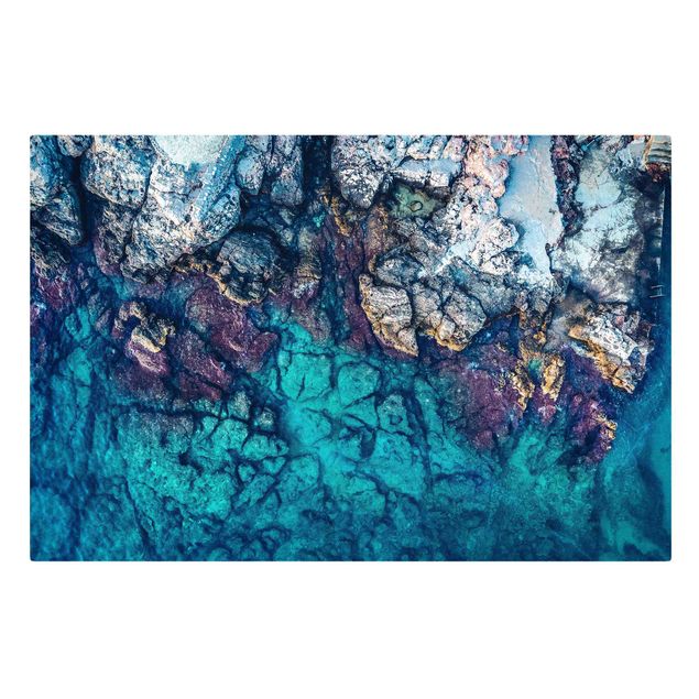 Canvas schilderijen Top View Colourful Rocky Coastline