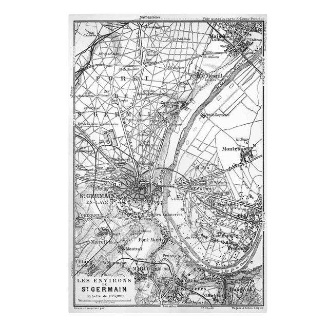 Canvas schilderijen Vintage Map St Germain Paris