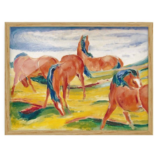 Ingelijste posters Franz Marc - Grazing Horses