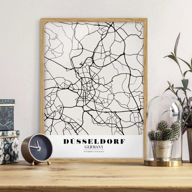 Ingelijste posters Dusseldorf City Map - Classic