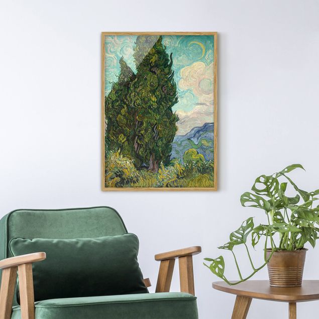 Ingelijste posters Vincent van Gogh - Cypresses