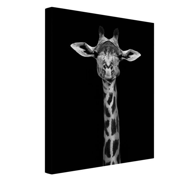 Canvas schilderijen Dark Giraffe Portrait