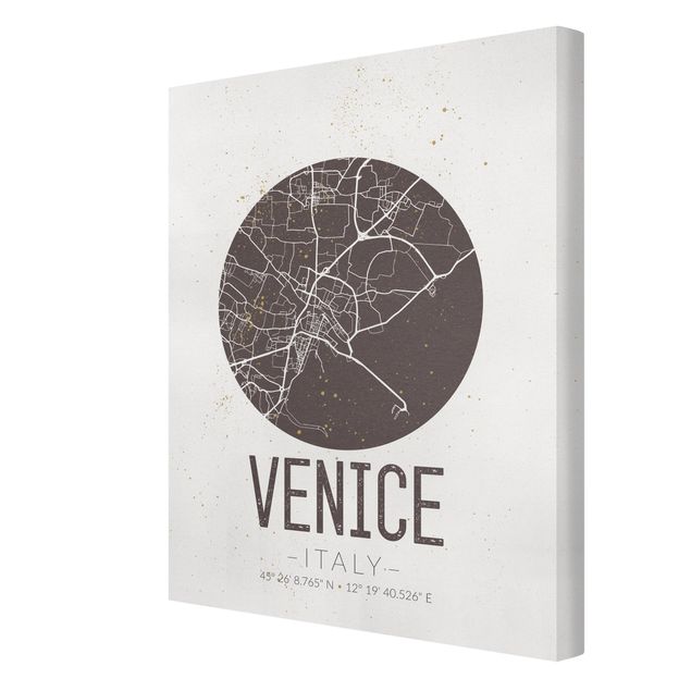 Canvas schilderijen Venice City Map - Retro