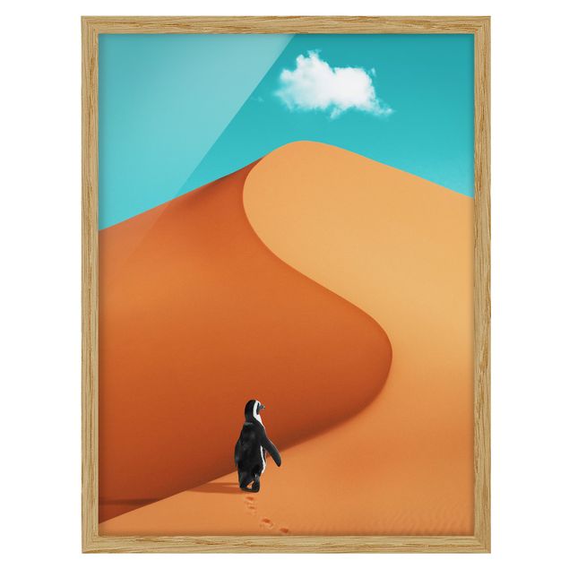 Ingelijste posters Desert With Penguin