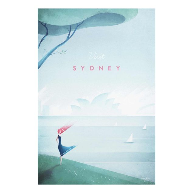 Glasschilderijen Travel Poster - Sidney