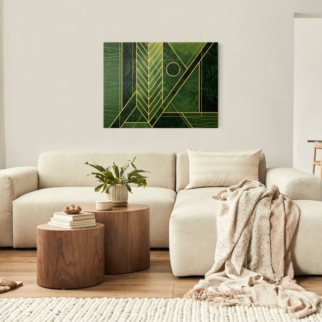Canvas schilderijen - Goud Golden Geometry - Emerald