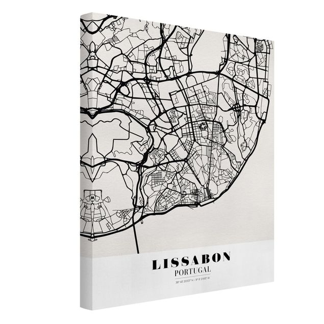 Canvas schilderijen Lisbon City Map - Classic