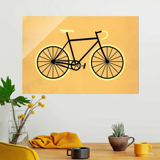 Magnettafel Glas Bicycle In Yellow