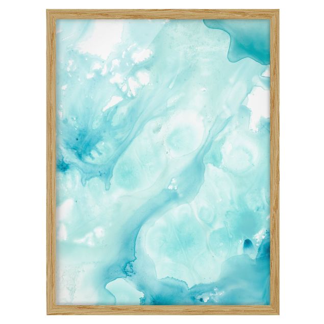 Ingelijste posters Emulsion In White And Turquoise I