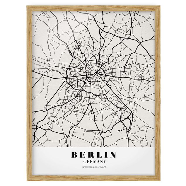 Ingelijste posters Berlin City Map - Classic
