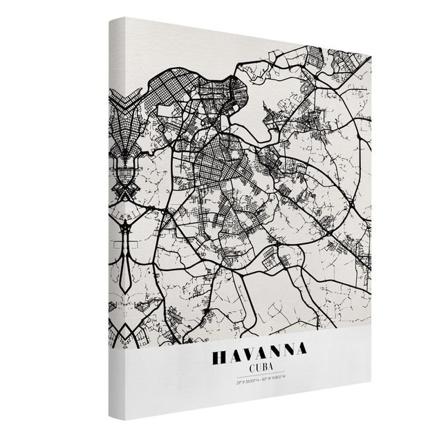Canvas schilderijen Havana City Map - Classic