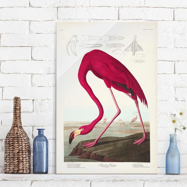 Glas Magnettafel Vintage Board American Flamingo