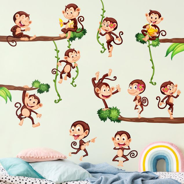 Muurstickers aap Monkeys of the jungle
