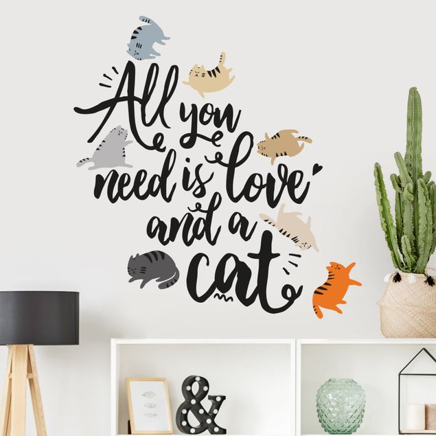 Muurstickers spreuken en quotes All You Need Is Love And A Cat