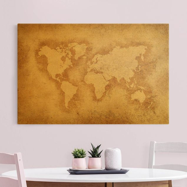 Canvas schilderijen Antique World Map
