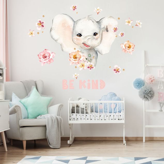 Muurstickers Watercolor Elephant - Be child