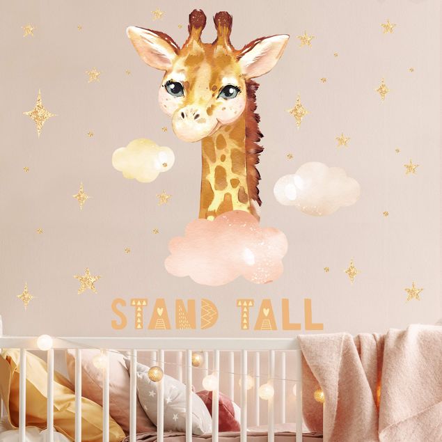 Muurstickers spreuken en quotes Watercolor Giraffe - Stand Tall