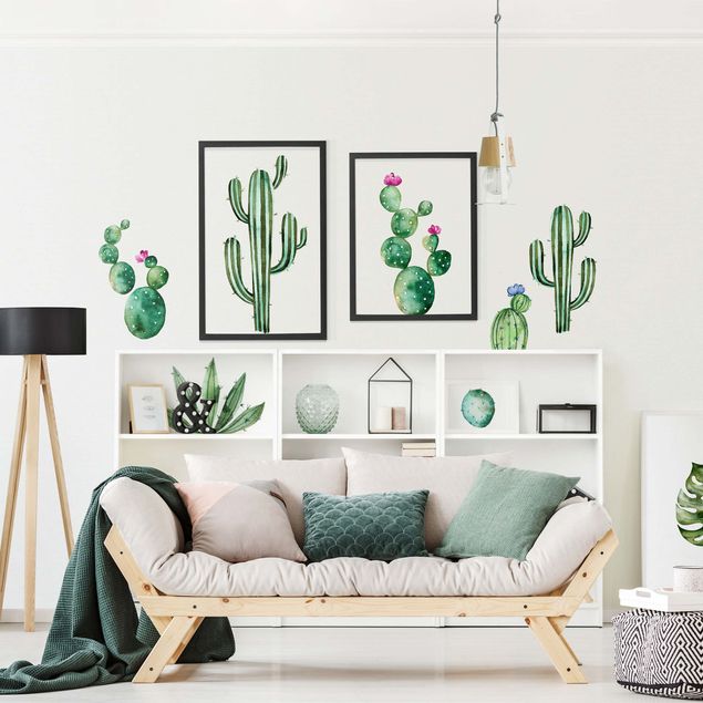 Muurstickers Watercolor cactus set